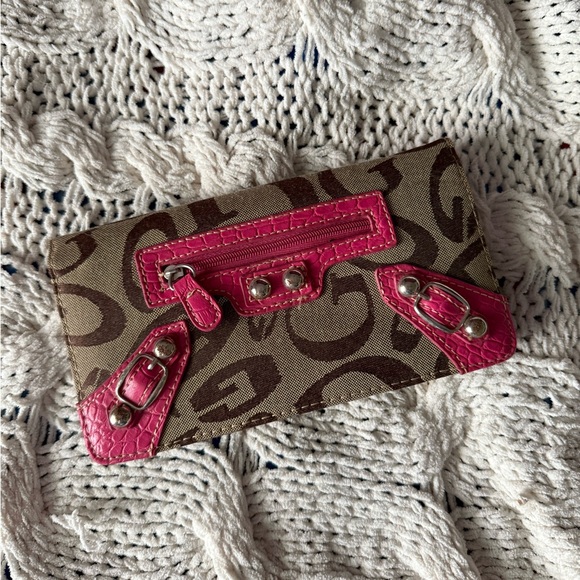 Guess Handbags - Guess Brown and Pink Wallet with Bold Design